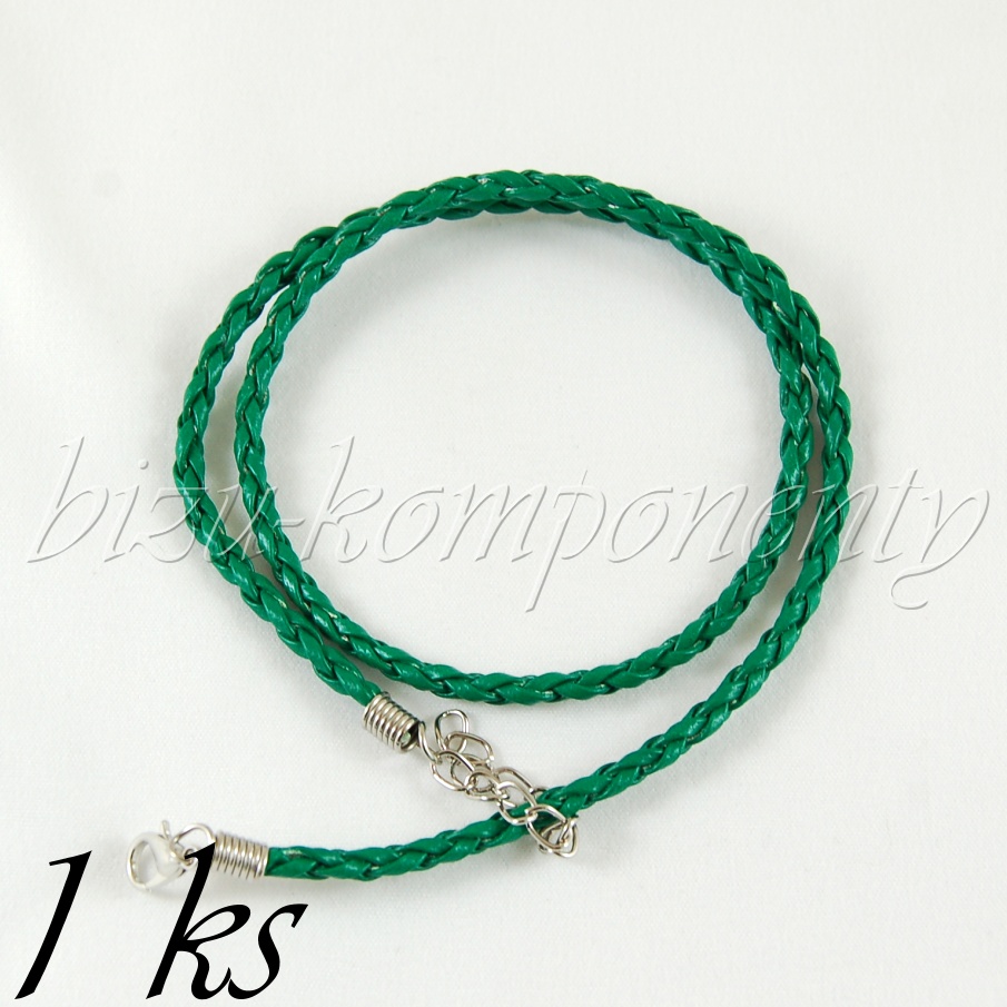 Sytě zelený koženkový náhrdelník (40 0015)