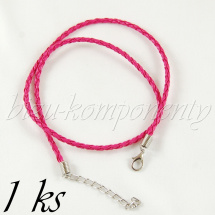 Sytě růžový koženkový náhrdelník (40 0016)