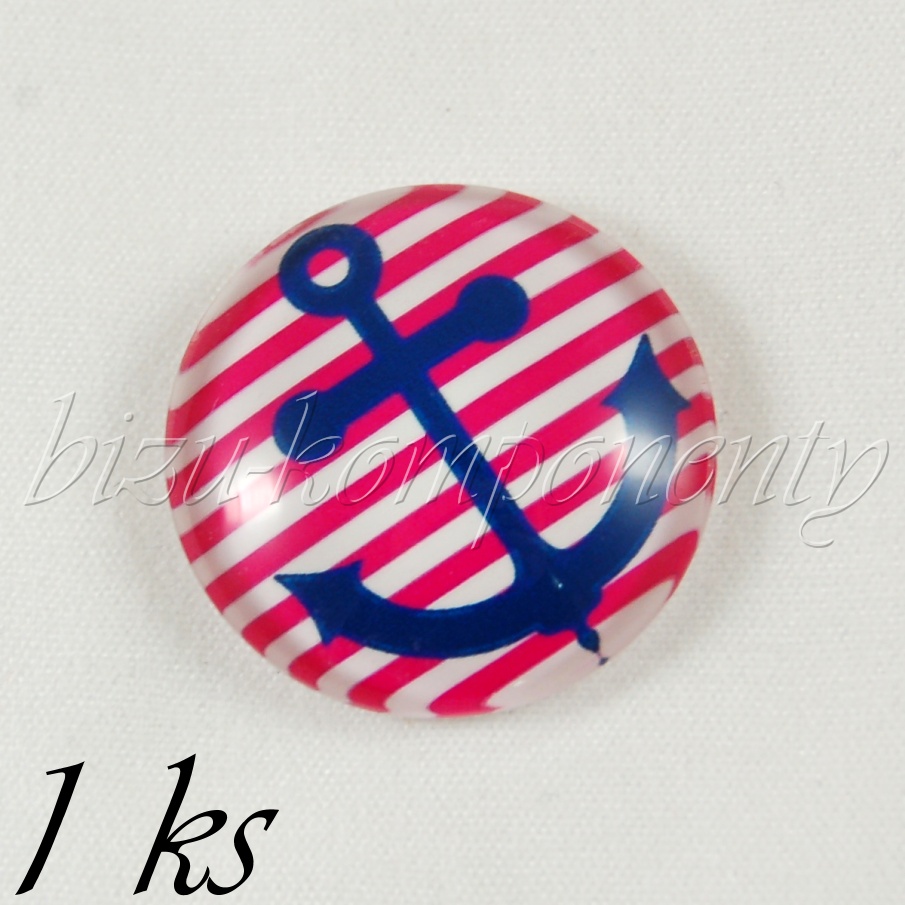 Velký skleněný kabošon kotva (35 2008)