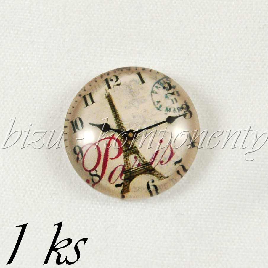 Skleněný kabošon hodiny Paris (35 2016)