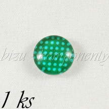 Skleněný kabošon zelený s puntíky (35 2034)