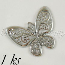 Elegantní motýl, stříbrná barva (02 0793)