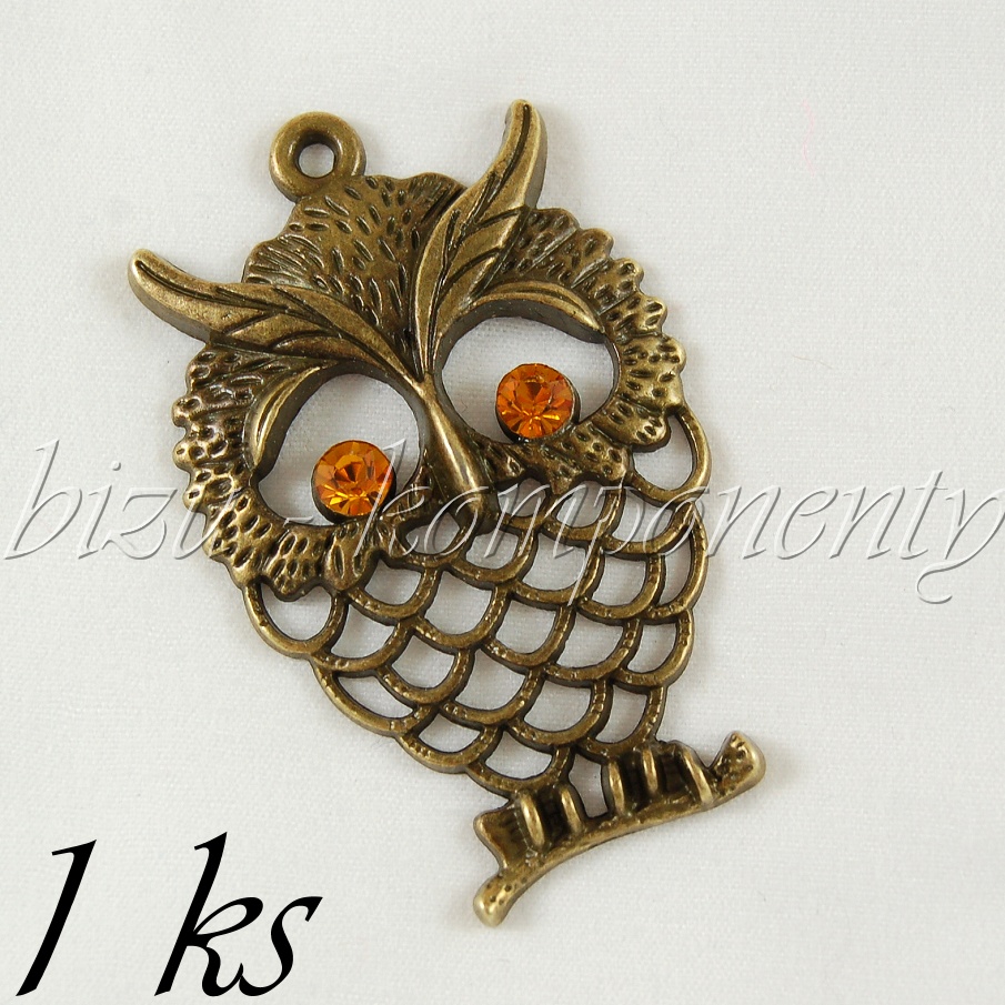 Veliká sova s medovýma očima, bronzová barva (02 0846)