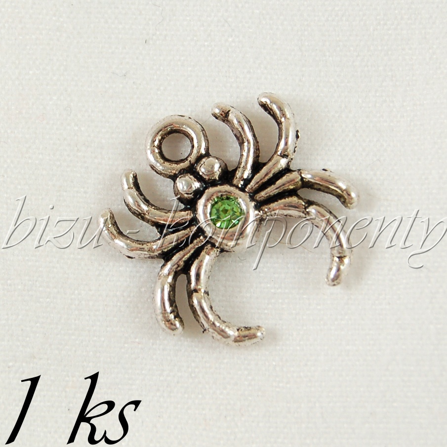 Pavouček se zeleným zadečkem, stříbrná barva (02 0836)