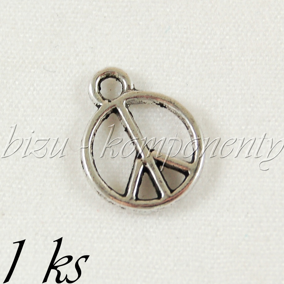 Malinký symbol peace, stříbrná barva (02 0864)
