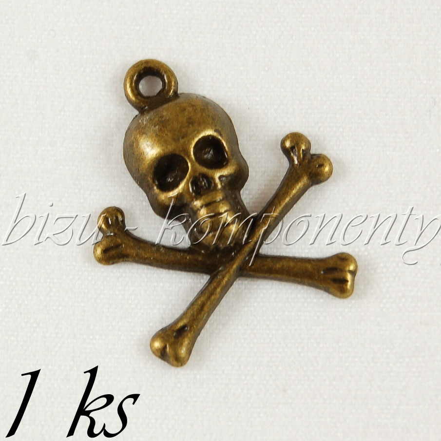 Lebka se zkříženými hnáty, bronzová barva (02 0894)