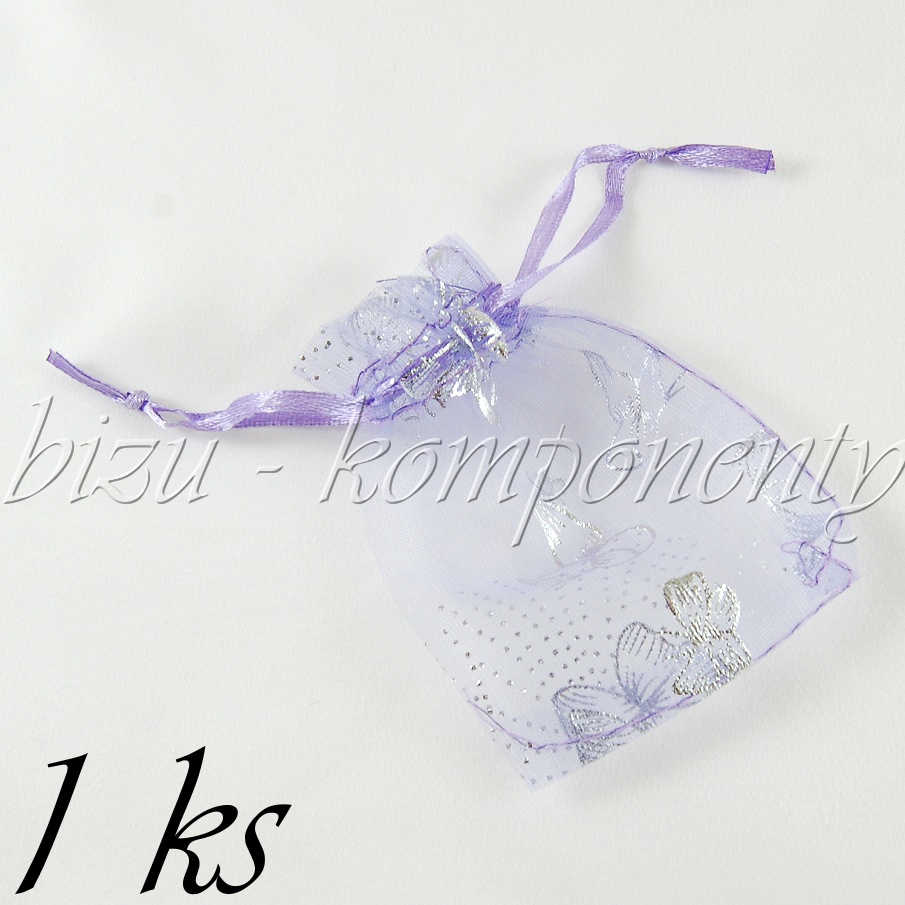 Světle fialový organzový pytlíček s motýlky 8x6cm (60 0016)