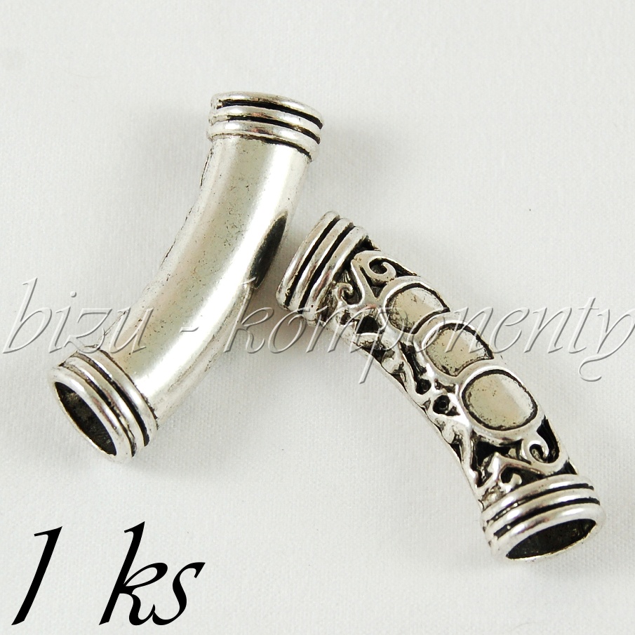 Dlouhý zahnutý kovový korálek (28 0163)