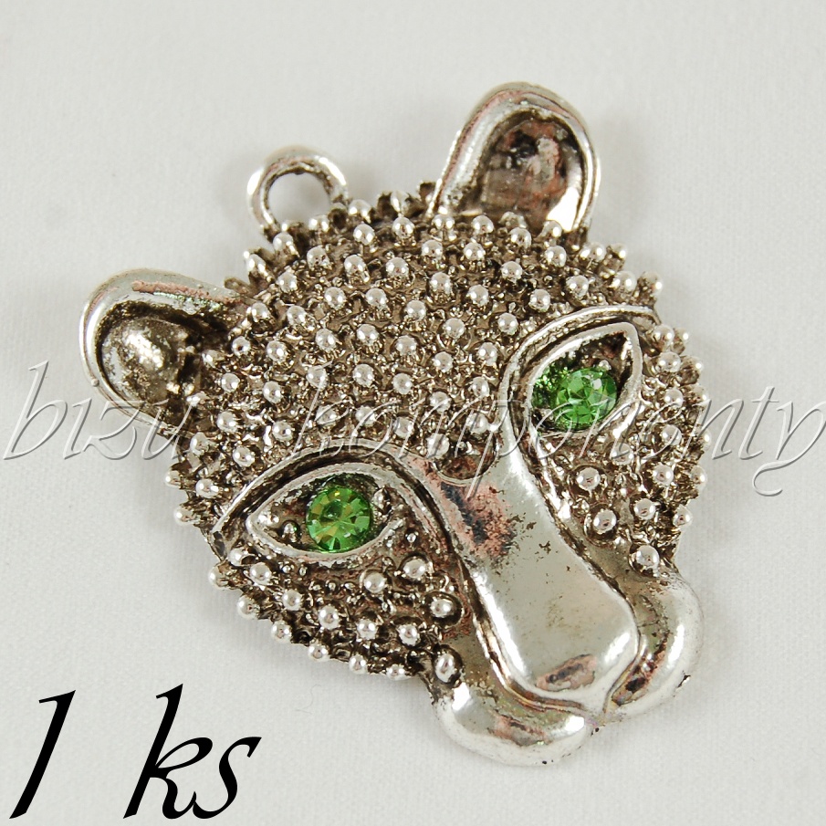 Zelenooká hlava geparda, stříbrná barva (02 0963)