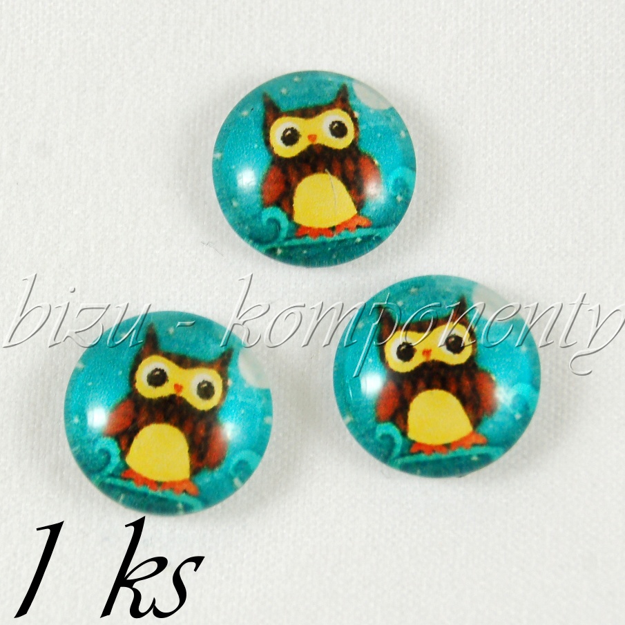 Skleněný kabošon sovička za úplňku (35 2057)