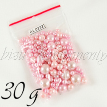 Světle růžová směs voskovaných perlí 3-10mm 30g (01 0232)