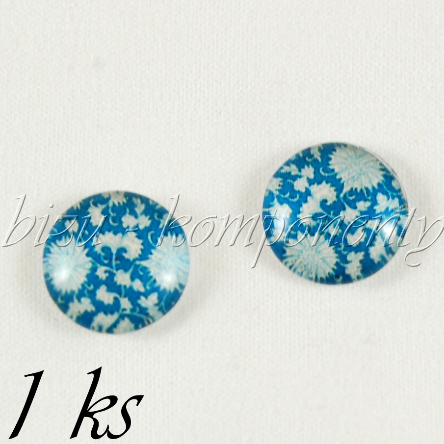 Skleněný kabošon zima na modrém okně (35 2298), 16 mm