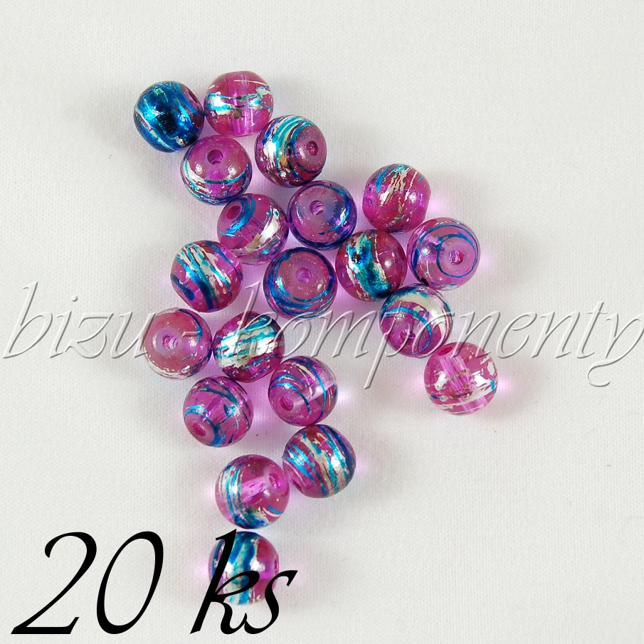 Světle fialové skleněné korálky 8mm 20ks (01 0252)