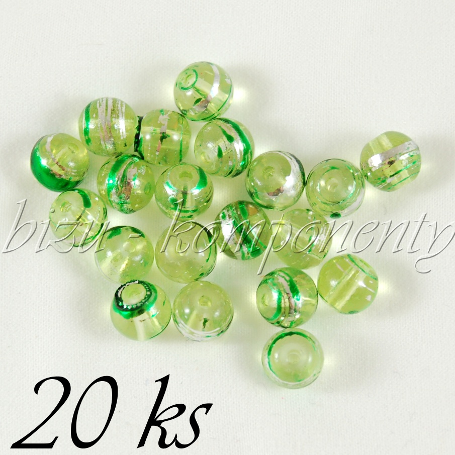 Zelené skleněné korálky 8mm 20ks (01 0246)
