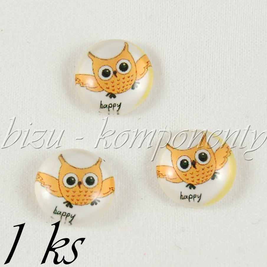 Skleněný kabošon veselá sovička (35 2097)
