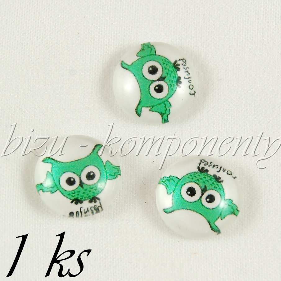 Skleněný kabošon zmatená sovička (35 2104)