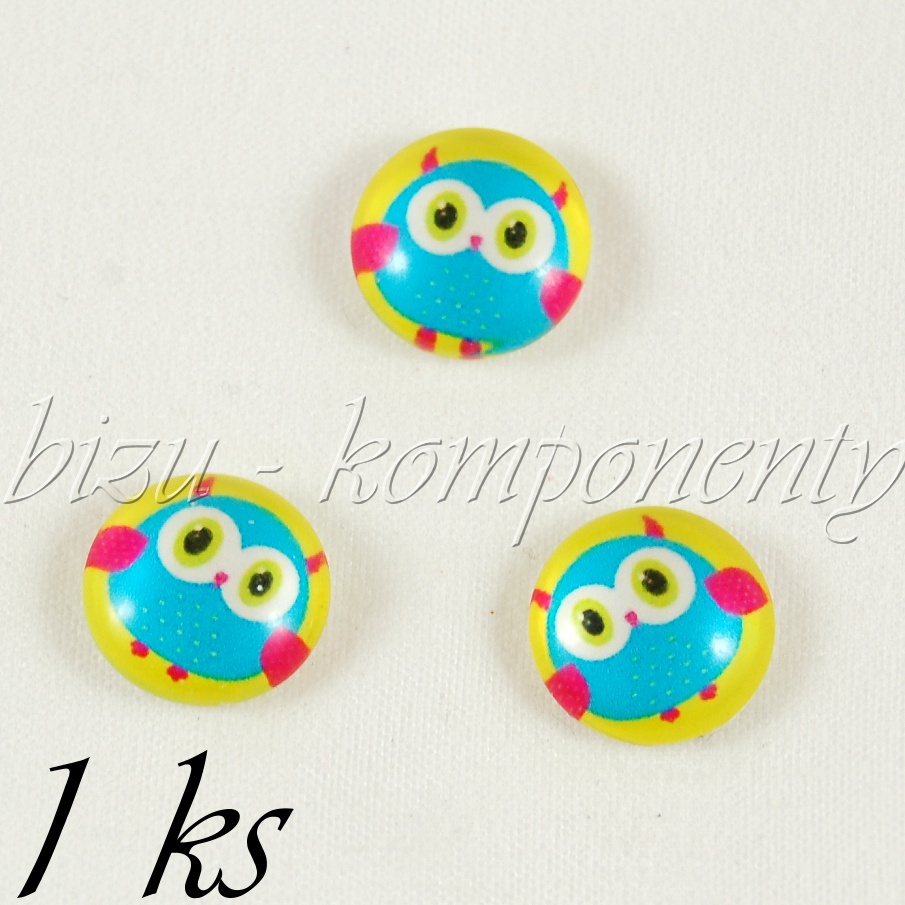 Skleněný kabošon modrá sovička (35 2102)