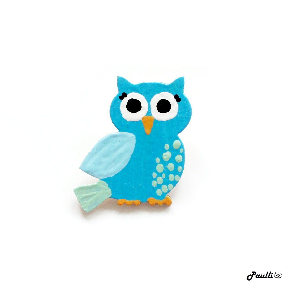 Modrá dřevěná sovička