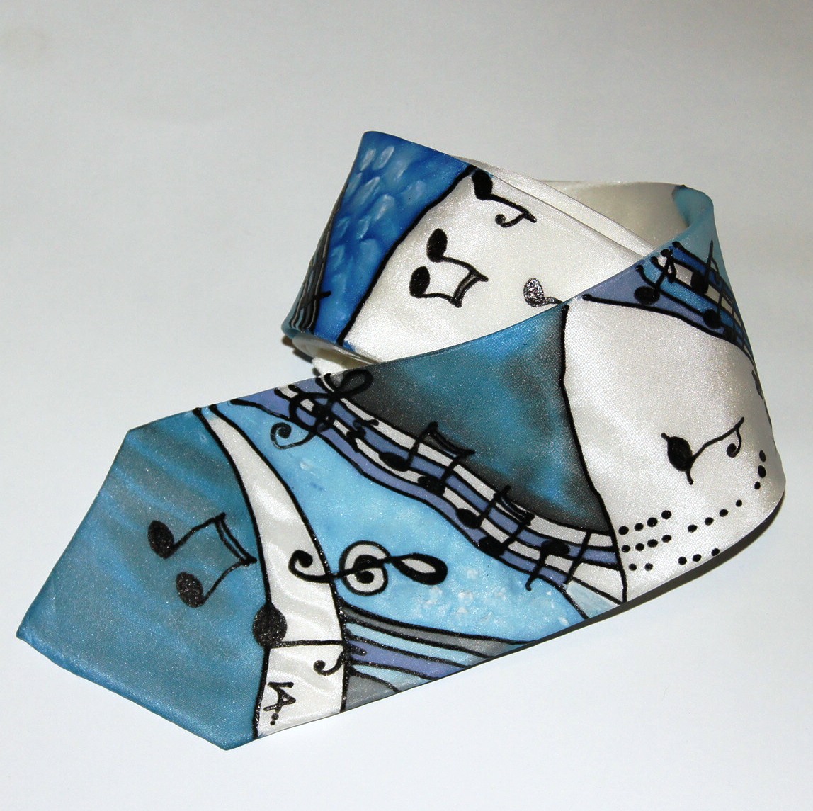 Ručně malovaná hedvábná kravata hudební I