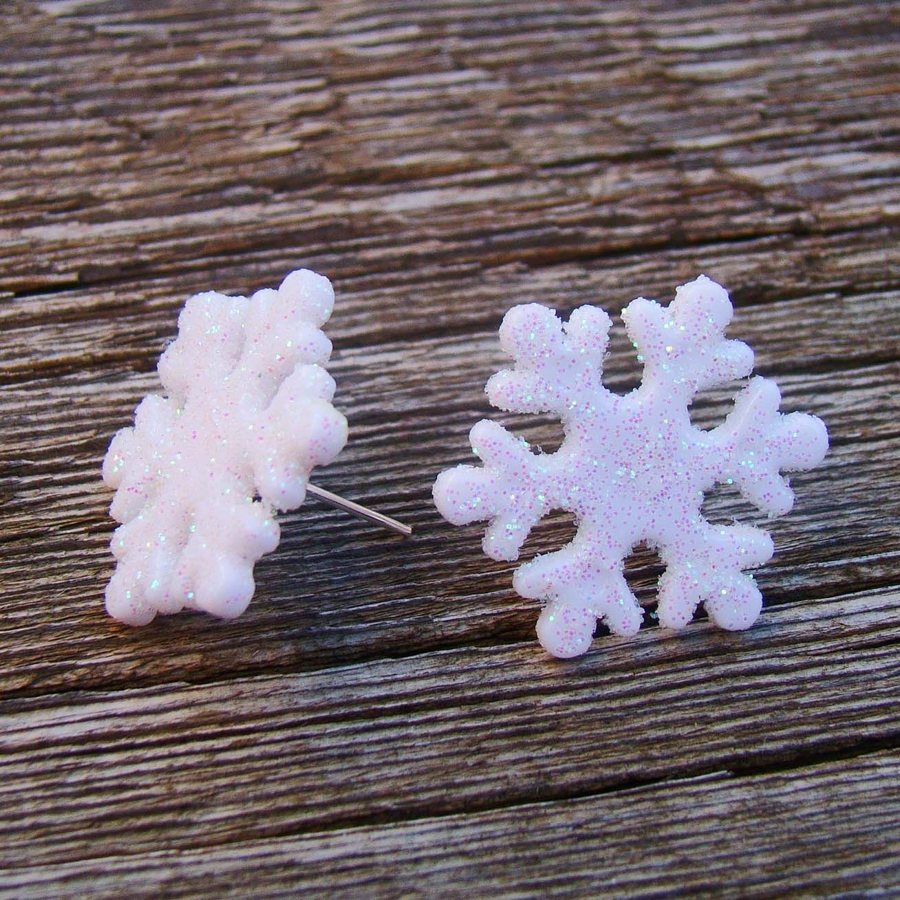 náušnice puzety sněhové vločky