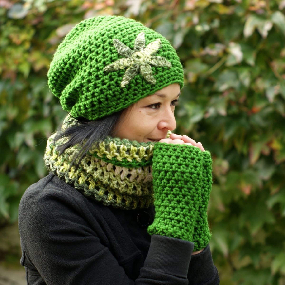 Flower Green (set čiapkošálový)