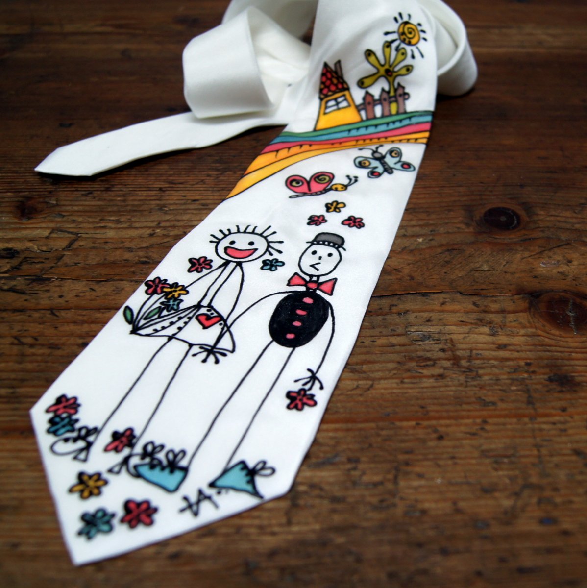 Malovaná kravata nejen svatební... No.3 SKLADEM