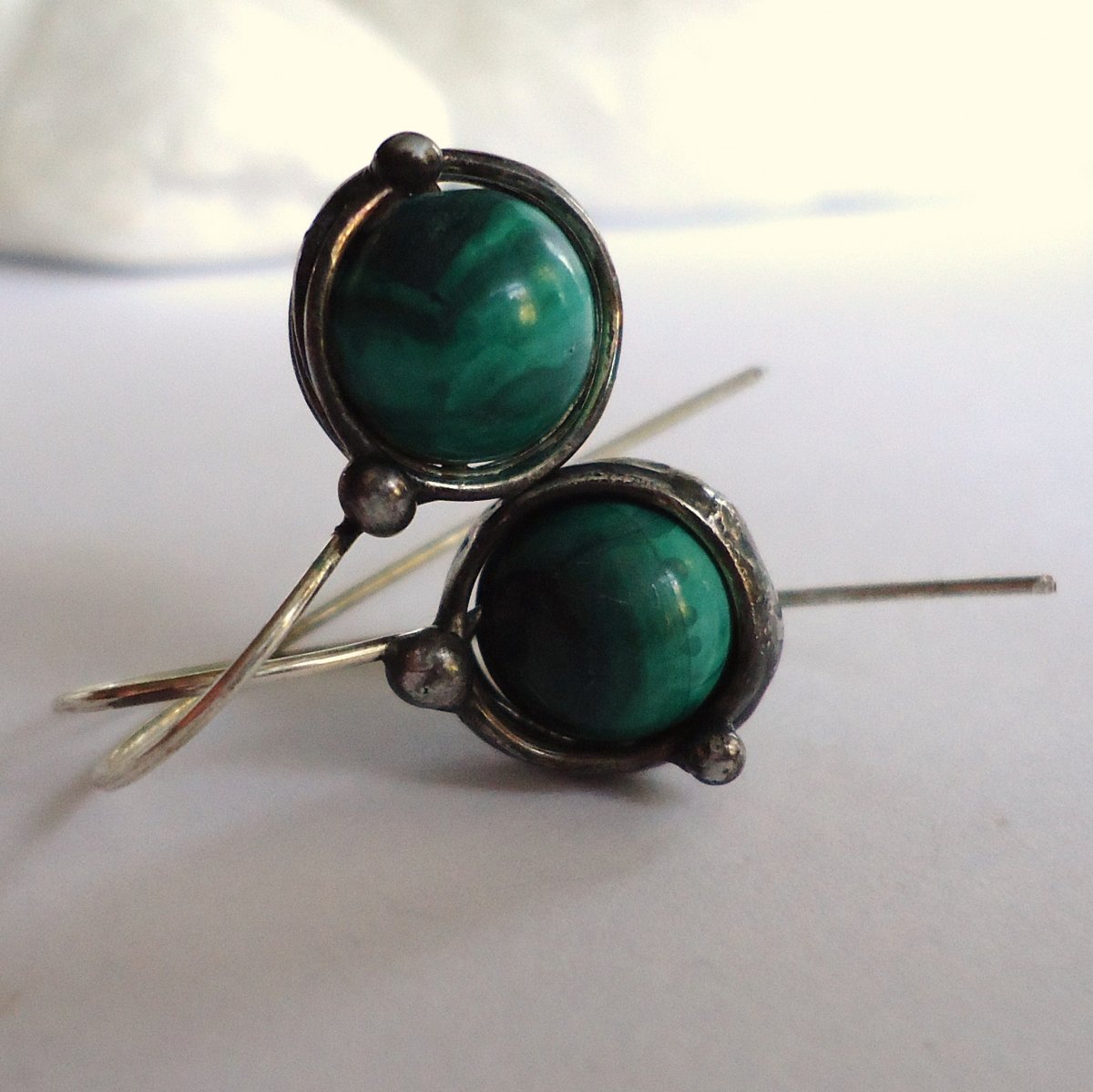 Náušnice s malachity