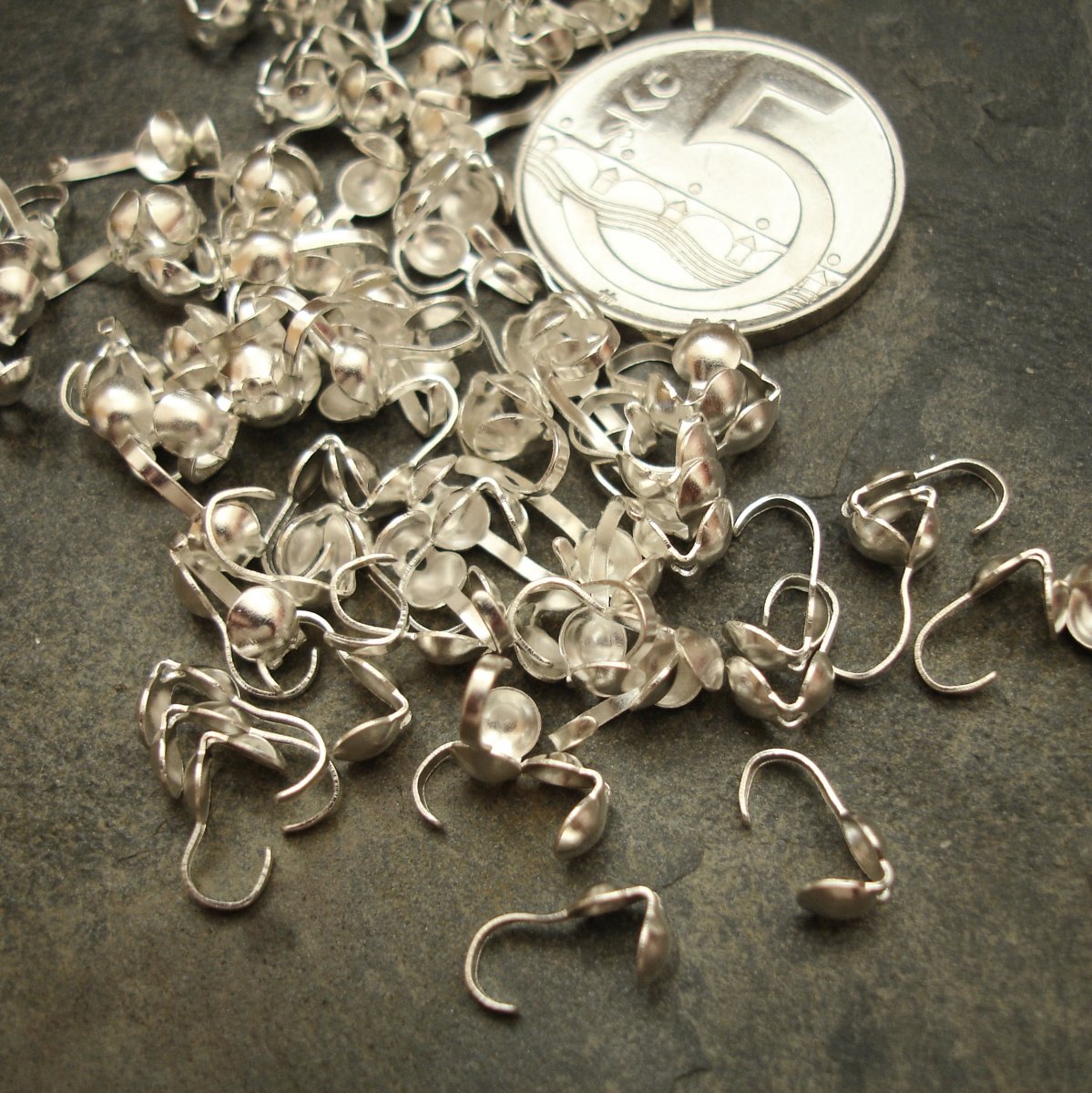 Kalota s háčkem 4mm - 20 ks - stříbrná