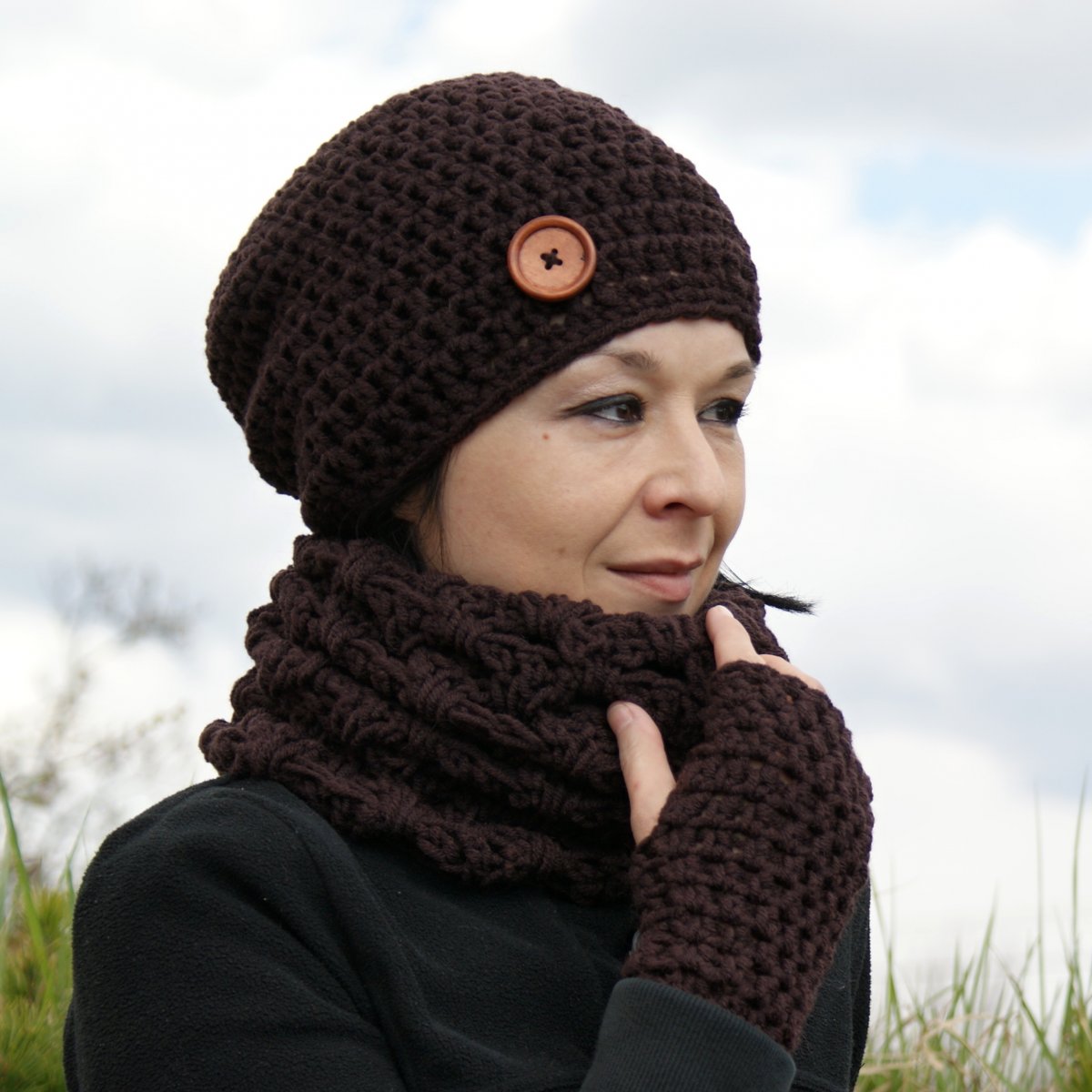 Čokoládový (set čiapkošálový)