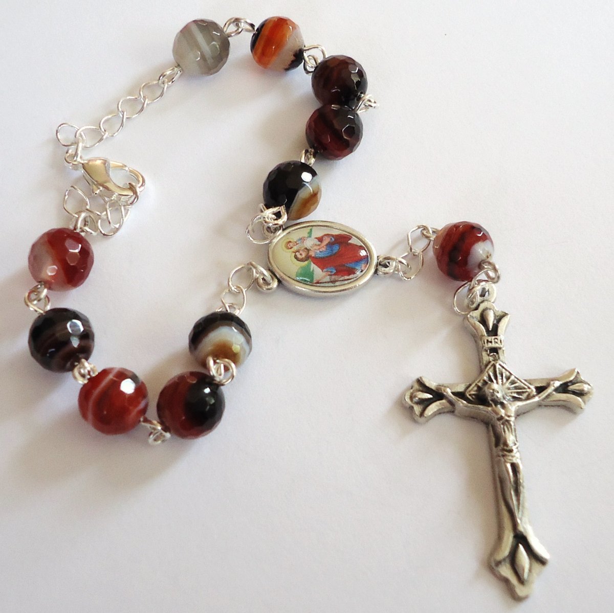 Růženec do auta se Svatým Kryštofem (ACHÁT)