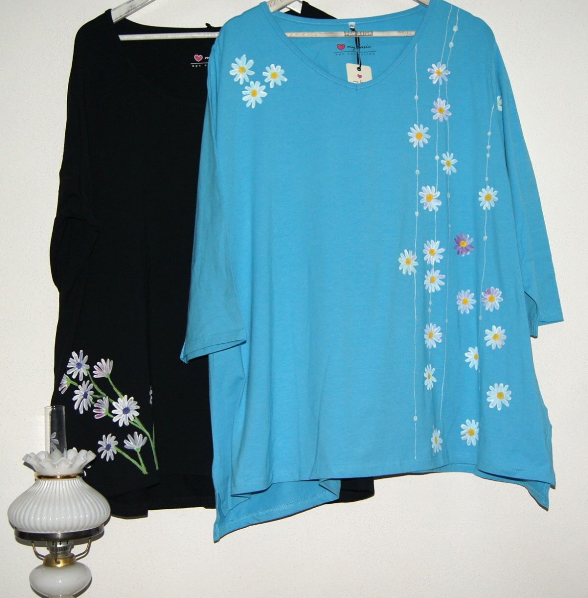 Nadměrné triko malované s kopretinkou 56/58 No.1