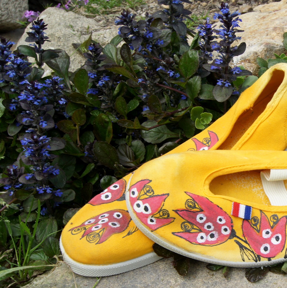 Malované cvičky žluté tulipánkové