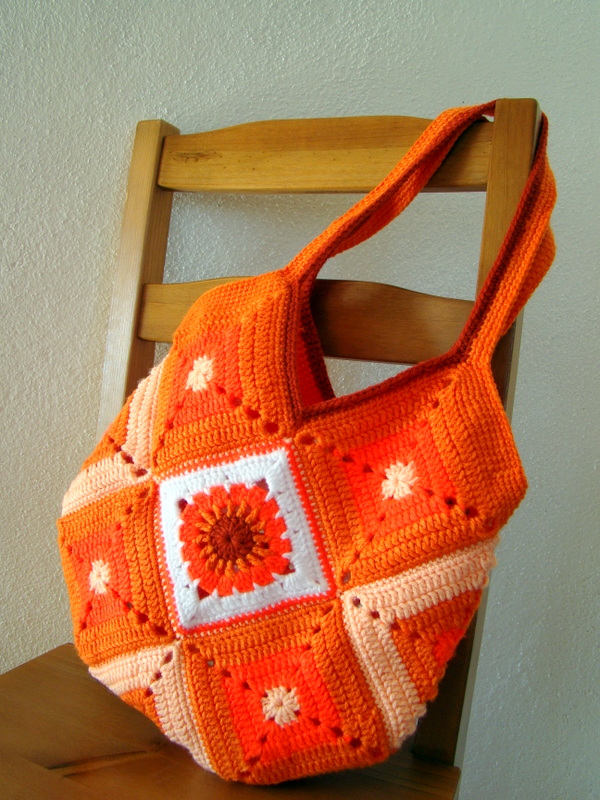 Milujeme pomeranče .... háčkovaná patchworková kabelka