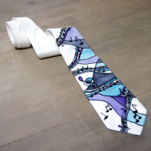 Ručně malovaná hedvábná kravata hudební 