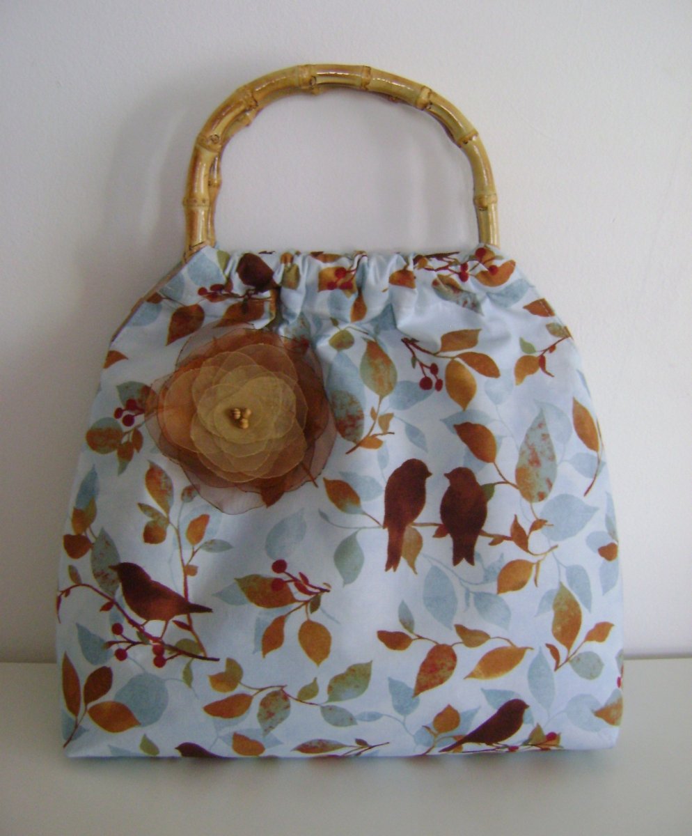 Kabelka s bambusovými uchy Ptáčci na větvičkách