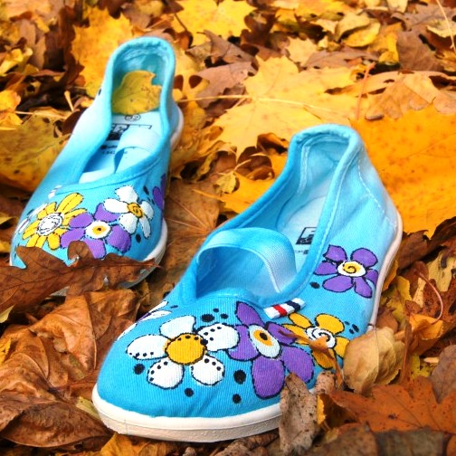 Malované cvičky tyrkysové!