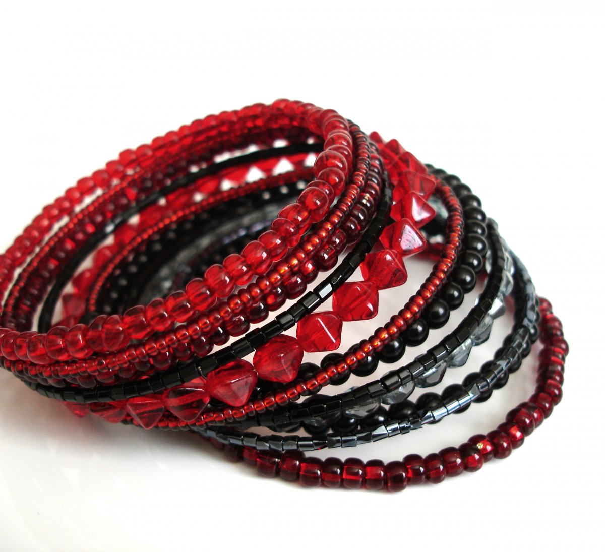 Náramek paměťový - červeno-černý