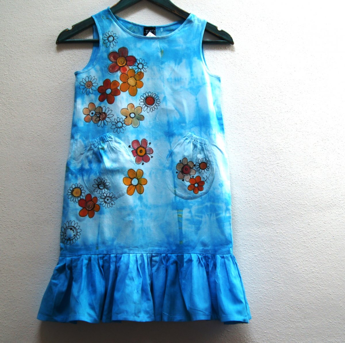 Flowers malované šaty pro děvčátko