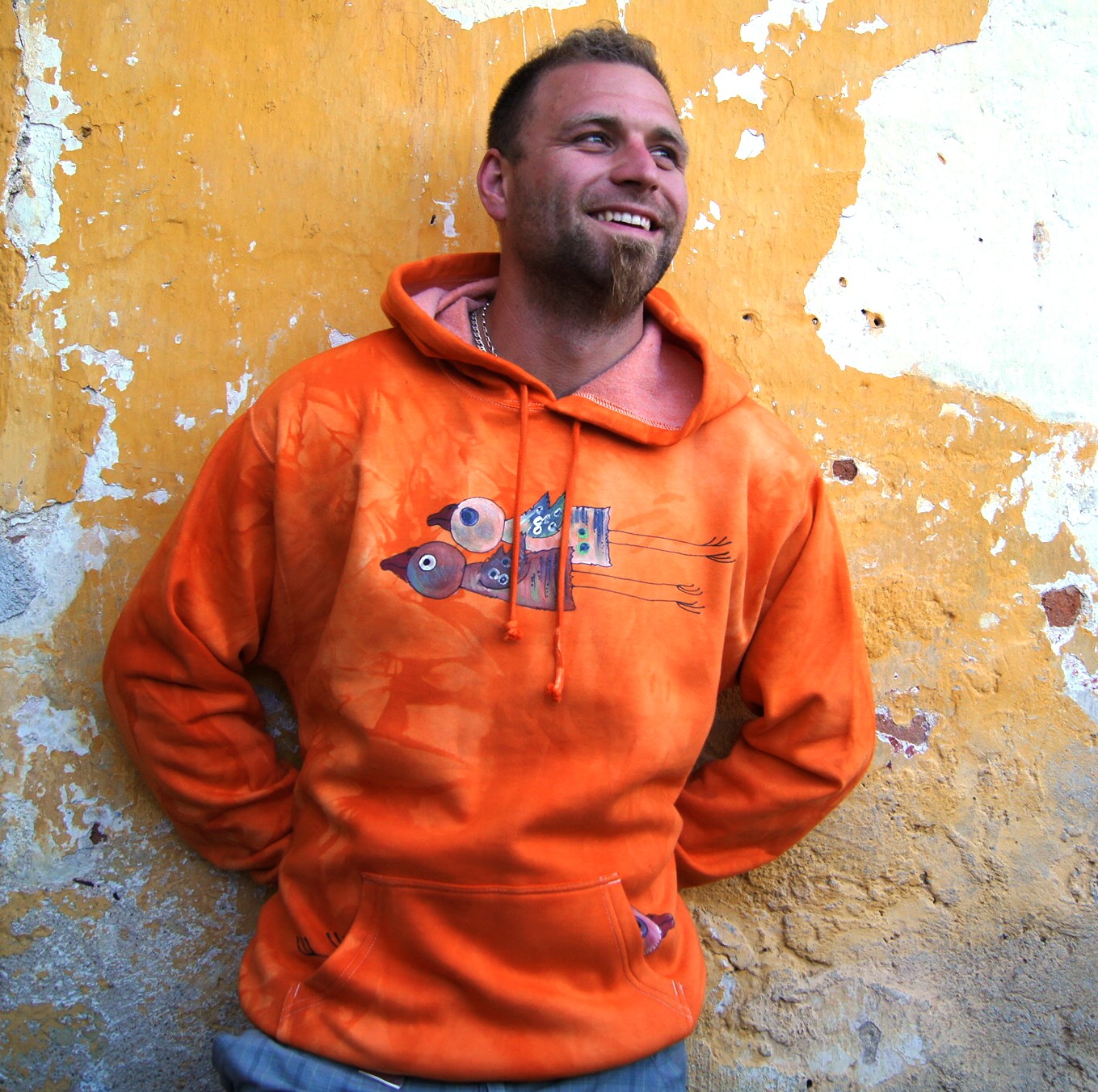 Malovaná mikina s ptáky