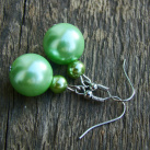 náušnice perličkové zelenkavé