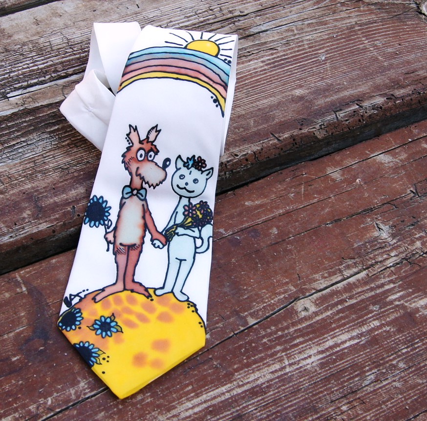 Bílá malovaná kravata nejen svatební... :)