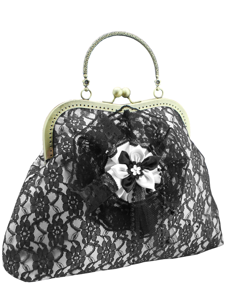 Dámská bílo černá společenská kabelka 095D