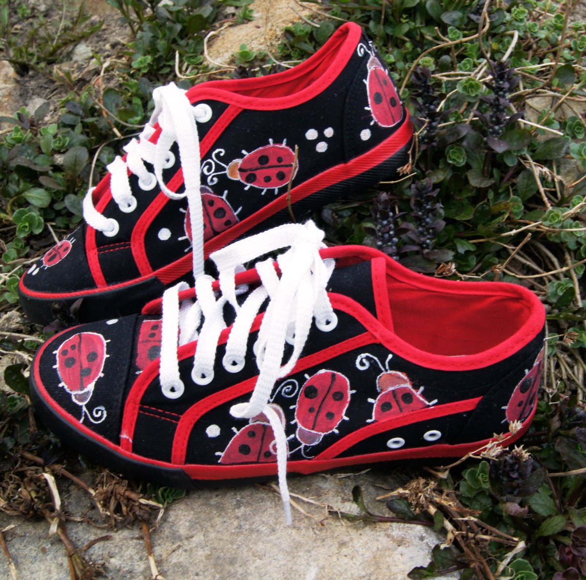Malované tenisky za bezva cenu!Beruškové No.2