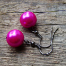 náušnice perličkové pink