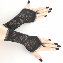 Dámské společenské rukavice černé krajkové 07A