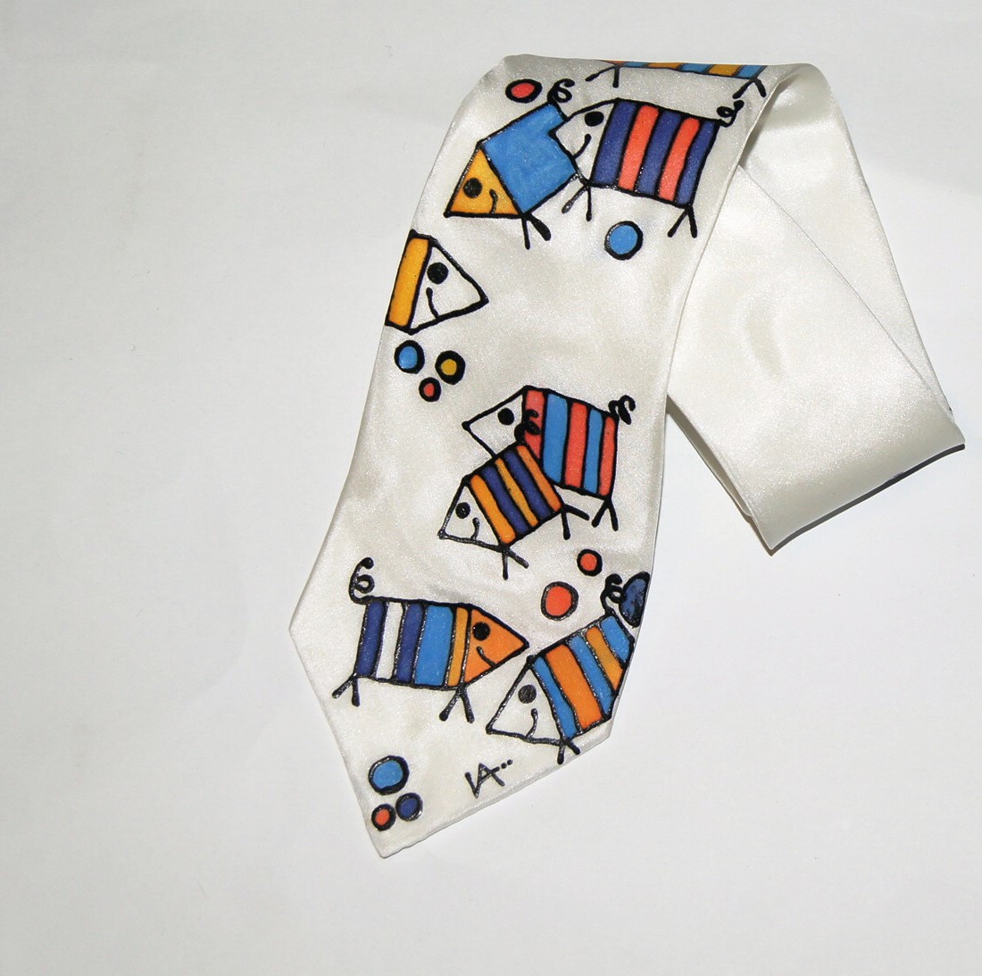 Ručně malovaná hedvábná kravata prasáková