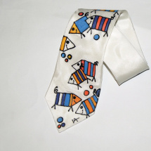 Ručně malovaná hedvábná kravata prasáková