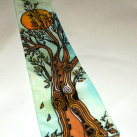Malovaná kravata se stromem
