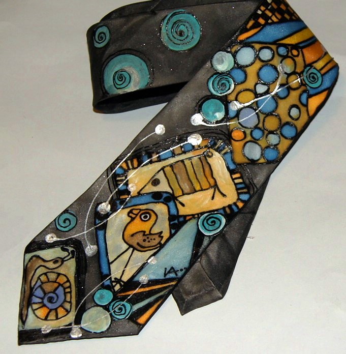 Bílá malovaná kravata 