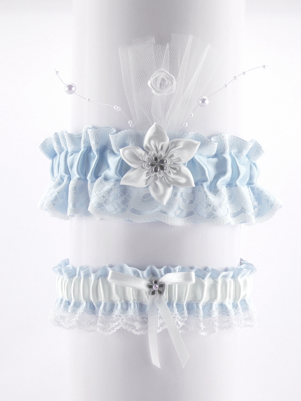 set podvazek pro nevěstu modrý 07C